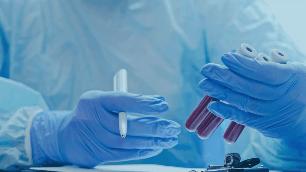 lab tech with test tubes